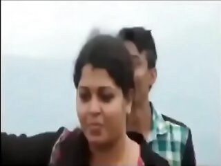Kerala Malayalam 25 yrs old unmarried, warm and luxurious bellowing college professor smoking cigarette and pawed by her boy students at Ponmudi hill viral sex video - 2016, April 12th.
