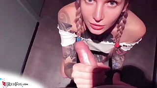 Hot Girlfriend Blowjob and Masturbate Weasel words down Toilet - Cum down Mouth