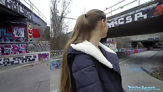 Public Agent Kinuski fucks a big Spanish cock in foreign lands under a tunnel