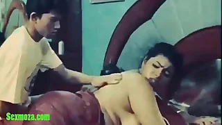 Indian son massages mom